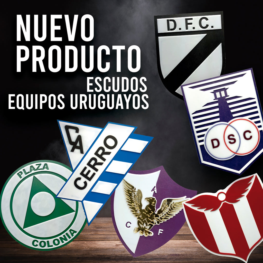 Escudos de Fútbol Uruguayo realizado en madera y acrílico. Realizado en corte laser por Centro Creativo Alegorias