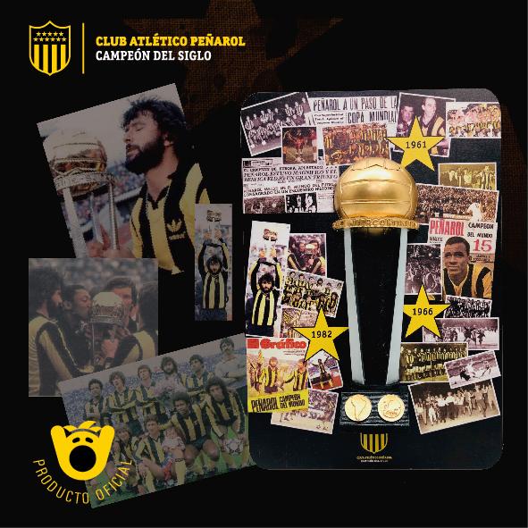 Copa Intercontinental - Club Atlético Peñarol. Placa con impresión de imagenes del manya con copa en 3d pegada. Ideal para regalo. 
